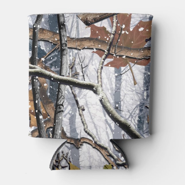 Hunting Camouflage Snow Pattern 3 Can Cooler (Front)