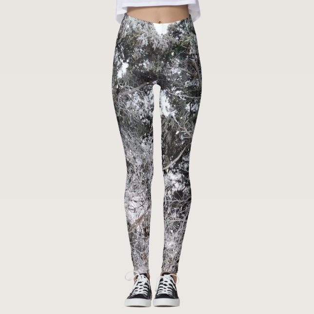 Hunting Camouflage Snow Pattern 4 Leggings (Front)