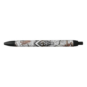 Hunting Camouflage Square Compass 3 Black Ink Pen