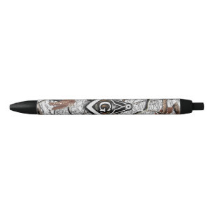 Hunting Camouflage Square Compass 3 Black Ink Pen