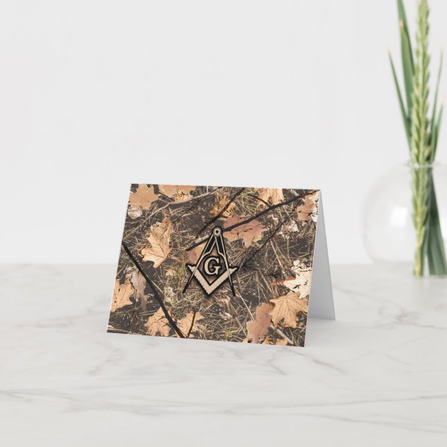 Hunting Camouflage Square Compass Thank You Card (Front)
