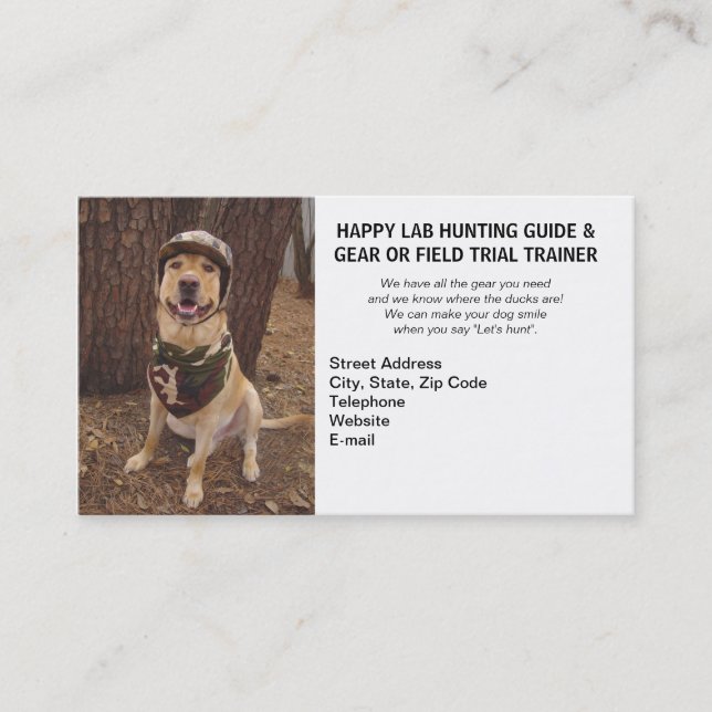 Hunting/Camping Guide & Gear/Field Trial Trainer Business Card (Front)