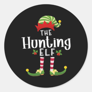Hunting Christmas Elf Matching Pajama X-mas Party Classic Round Sticker