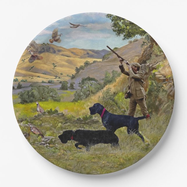 Hunting Chukar partridge  Paper Plate (Front)