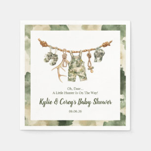 Hunting Clothesline Camo Boy Baby Shower Napkin