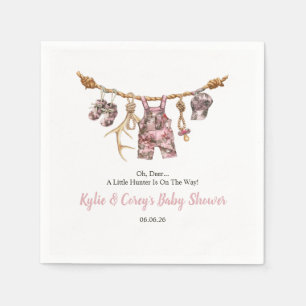Hunting Clothesline Pink Camo Girl Baby Shower Napkin