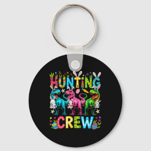 Hunting Crew Easter Three Cute Bunnies T-rexes Hun Keychain