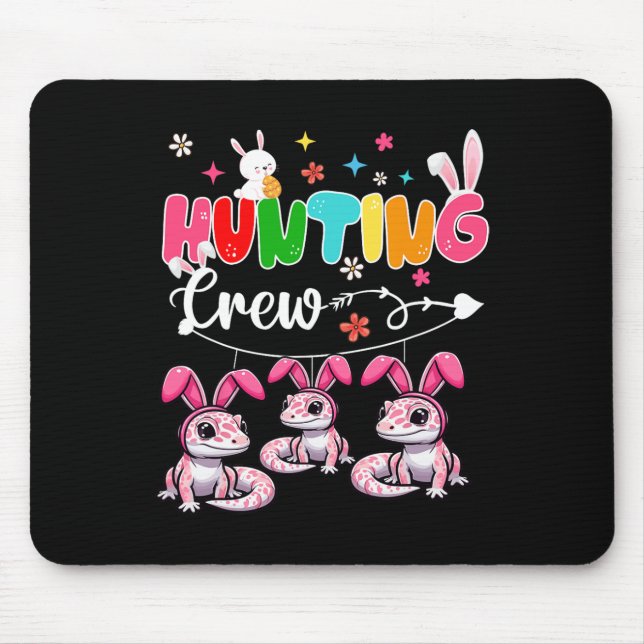 Hunting Crew Three Easter Bunny Geckos Hunting Egg Mouse Pad (Front)