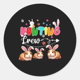 Hunting Crew Three Easter Bunny Guinea Pigs Huntin Classic Round Sticker