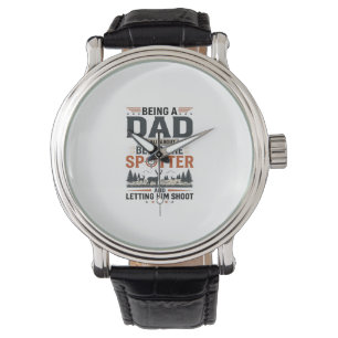 Hunting Dad Spotter Vintage Engraving Shirt Design Watch