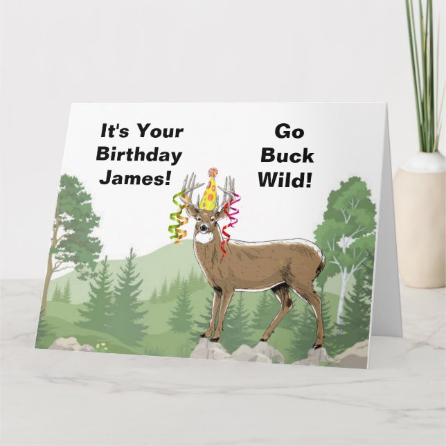 Hunting Deer Birthday Card  (Front)