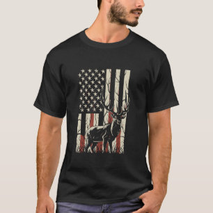 Hunting Deer Dad Men US Flag Hunters Long Sleeve T T-Shirt