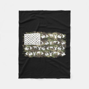 Hunting Deer Hunters Camo American Flag Usa Funny Fleece Blanket