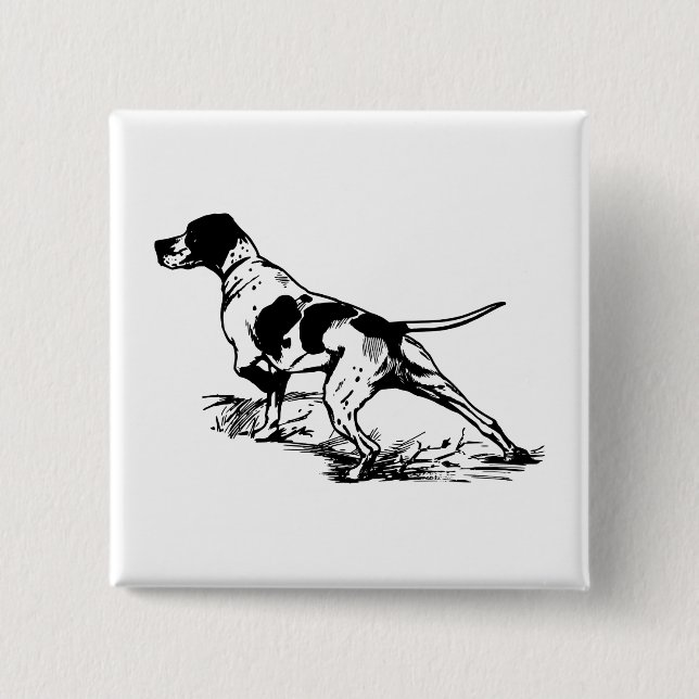 Hunting Dog 2 Inch Square Button (Front)