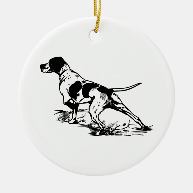 Hunting Dog Ceramic Ornament (Front)