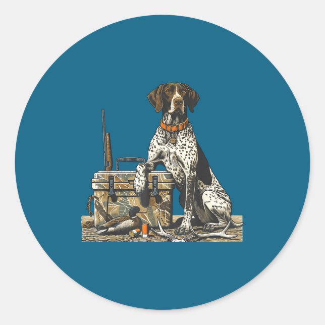 Hunting Dog Inter Bird Dog Duck Hunter Camo Retrie Classic Round Sticker (Front)
