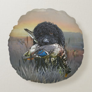 Hunting dog round pillow