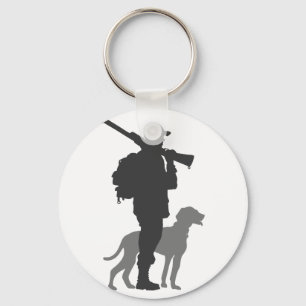 Hunting dog with hunter - Choose background color Keychain