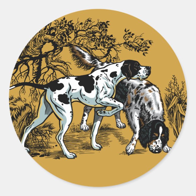 hunting dogs classic round sticker (Front)
