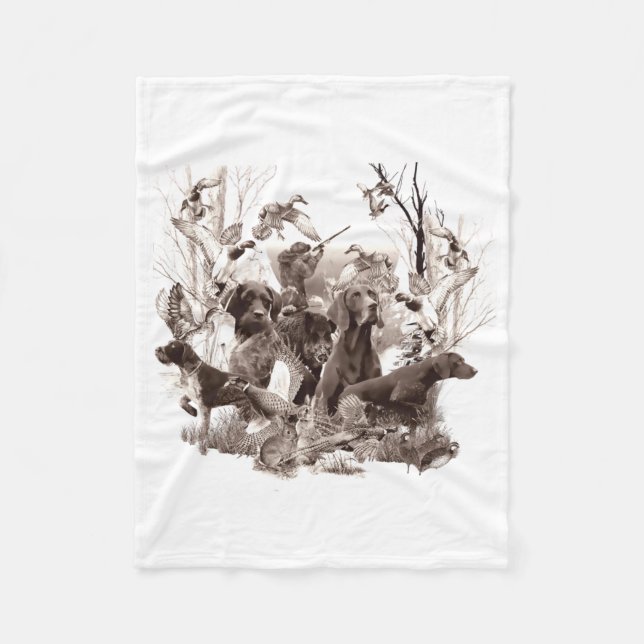 Hunting dogs ,Gun dogs,Hunting season Wood Wall Ar Fleece Blanket (Front)