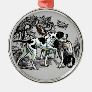 hunting dogs metal ornament