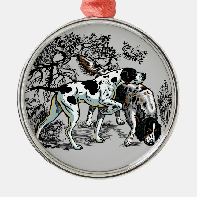 hunting dogs metal ornament (Front)