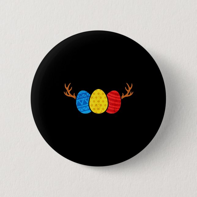 Hunting Easter Eggs Deer Antlers Funny Egg Hunt Hu 2 Inch Round Button (Front)