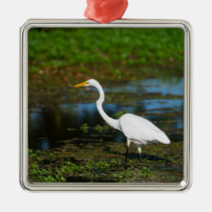 Hunting Egret Metal Ornament
