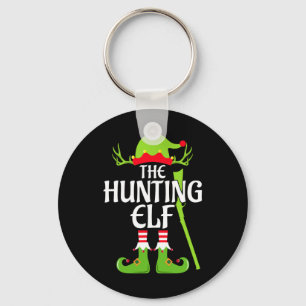 Hunting Elf Matching Family Group Christmas Party Keychain