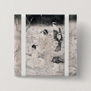 Hunting fireflies at nightfall, 1796-97 2 inch square button