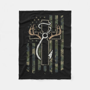 Hunting Fishing Faith - Christian Hunter Fisherman Fleece Blanket