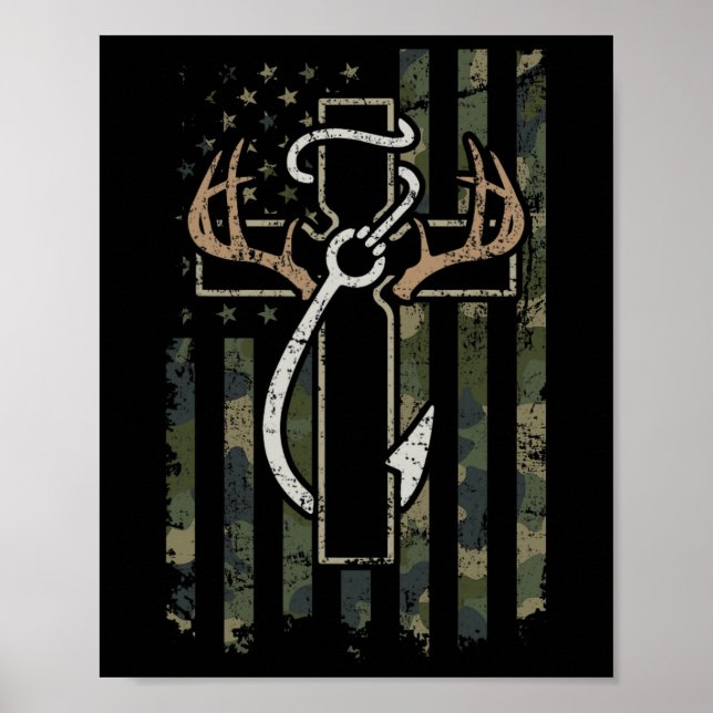 Hunting Fishing Faith - Christian Hunter Fisherman Poster (Front)