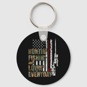 Hunting Fishing Loving Everyday American Deer Hunt Keychain