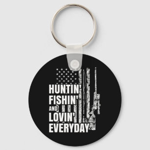 Hunting Fishing Loving Everyday American Deer Hunt Keychain