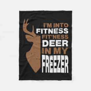Hunting Fitness Deer In Freezer Funny Hunter Men W Fleece Blanket