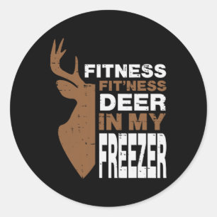 Hunting Fitness Deer In Freezer Hunter Men Boys Ki Classic Round Sticker