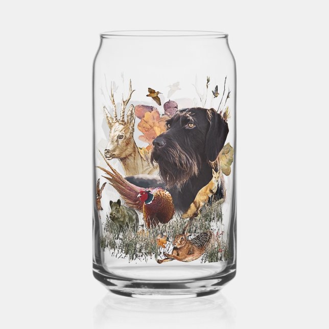 Hunting, German Wirehaired Pointer Can Glass (Front)