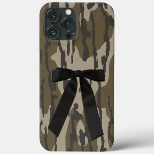 Hunting Girl Bottom Lands Camo Black Bow Ribbon iPhone 13 Pro Max Case