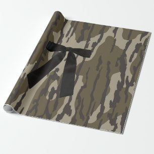 Hunting Girl Bottom Lands Camo Black Bow Ribbon Wrapping Paper