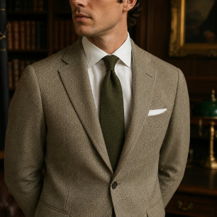 Hunting Green Herringbone Tweed Tie