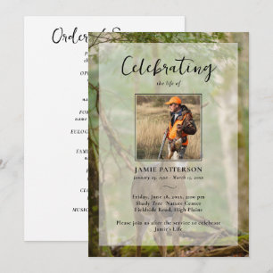 Hunting Hunter Outdoorsman Photo Funeral Program 