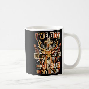 Hunting In My Veins Jesus In Heart Christian Deer  Coffee Mug