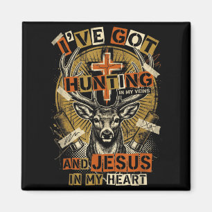 Hunting In My Veins Jesus In Heart Christian Deer  Magnet