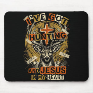 Hunting In My Veins Jesus In Heart Christian Deer Mouse Pad