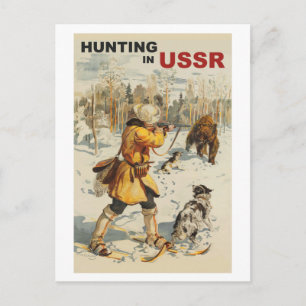 Hunting in USSR Postcard