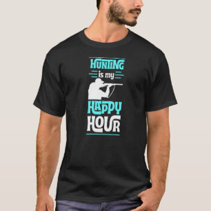 Hunting Is My Happy Hour Elk Deer Retro Vintage St T-Shirt