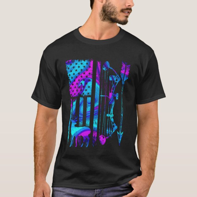 Hunting Life Deer hunting US American Flag Patriot T-Shirt (Front)