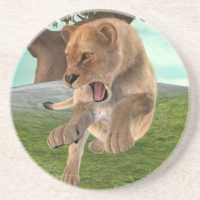 Hunting Lioness Coaster (Front)