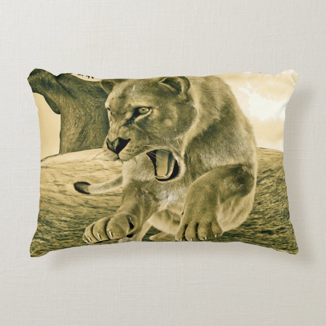Hunting Lioness Decorative Pillow (Front)