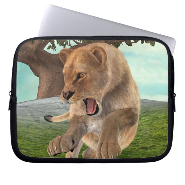 Hunting Lioness Laptop Sleeve (Front)